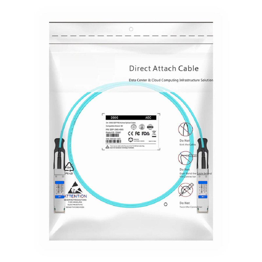 Refurb Squared 5m (16ft) NVIDIA/Mellanox MFS1S00-H005V Compatible 200G QSFP56 4 x 50G PAM4 InfiniBand HDR Active Optical Cable for Quantum Switches and ConnectX-6 HCA