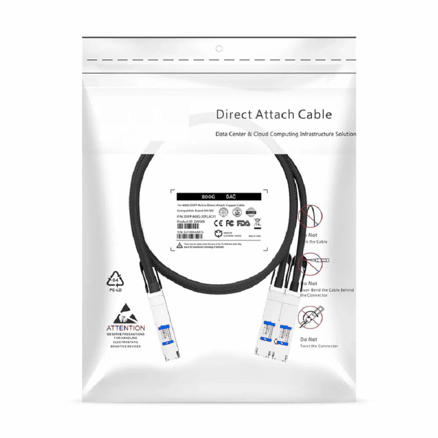 Refurb Squared 0.5m (2ft) NVIDIA/Mellanox Compatible 800G OSFP 8 x 100G PAM4 Finned Top to 2 x 400G OSFP 4 x 100G PAM4 Flat Top InfiniBand NDR Passive Direct Attach Copper Breakout Cable for Quantum-2 Switches and ConnectX-7 HCA