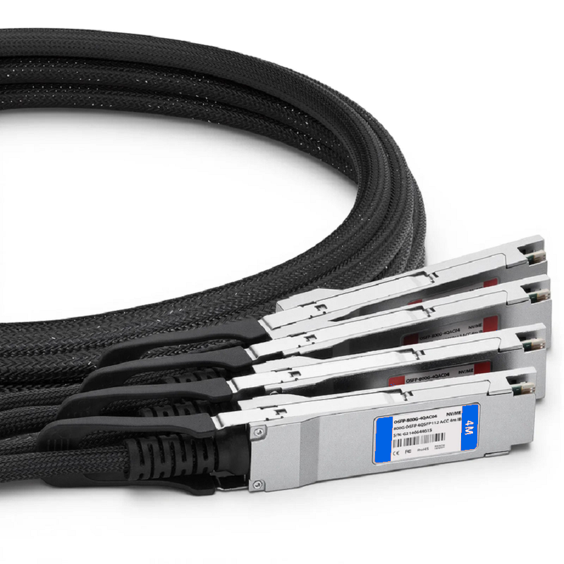 Refurb Squared 5m (16ft) NVIDIA/Mellanox MCA7J75-N005 Compatible 800G Twin-port OSFP 8 x 100G PAM4 Finned Top to 4 x 200G QSFP112 2 x 100G PAM4 InfiniBand NDR Active Direct Attach Copper Breakout Cable for Quantum-2 Switches and ConnectX-7 HCA