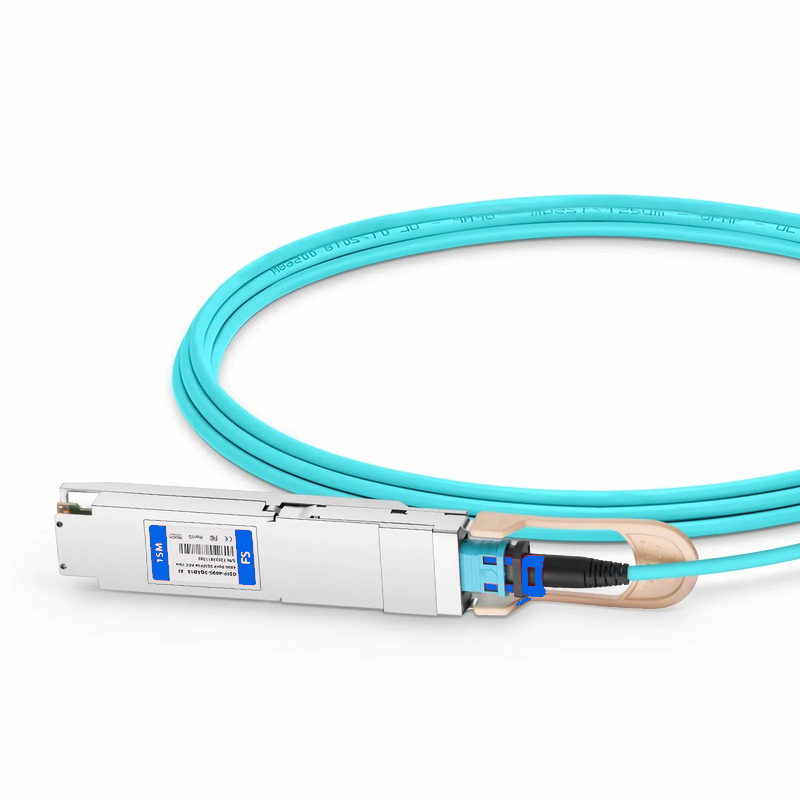 Refurb Squared 15m (49ft) Arista Networks Compatible 400G OSFP 8 x 50G PAM4 Finned Top to 2 x 200G QSFP56 4 x 50G PAM4 Active Optical Breakout Cable