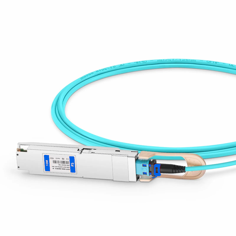 Refurb Squared 10m (33ft) Arista Networks Compatible 400G OSFP 8 x 50G PAM4 Finned Top to 2 x 200G QSFP56 4 x 50G PAM4 Active Optical Breakout Cable