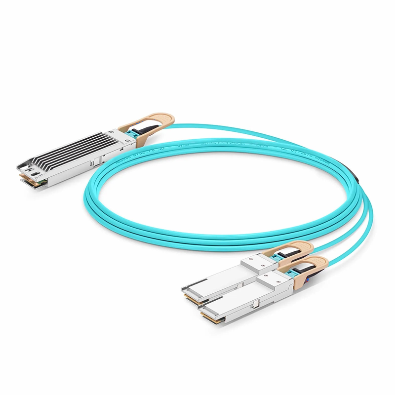 Refurb Squared 20m (66ft) Arista Networks Compatible 400G OSFP 8 x 50G PAM4 Finned Top to 2 x 200G QSFP56 4 x 50G PAM4 Active Optical Breakout Cable