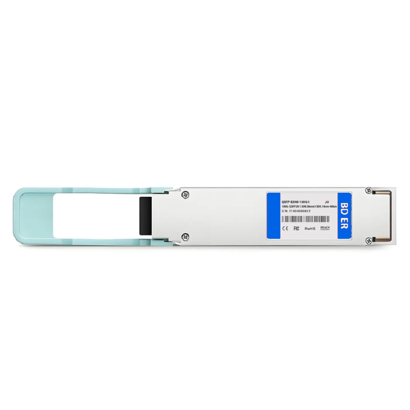 Refurb Squared Brocade Compatible 100GBASE-BX40-U QSFP28 BiDi 4 x 25G NRZ 1304.58nm-TX/1309.14nm-RX 40km DOM Simplex LC/APC SMF Optical Transceiver Module (Industrial)