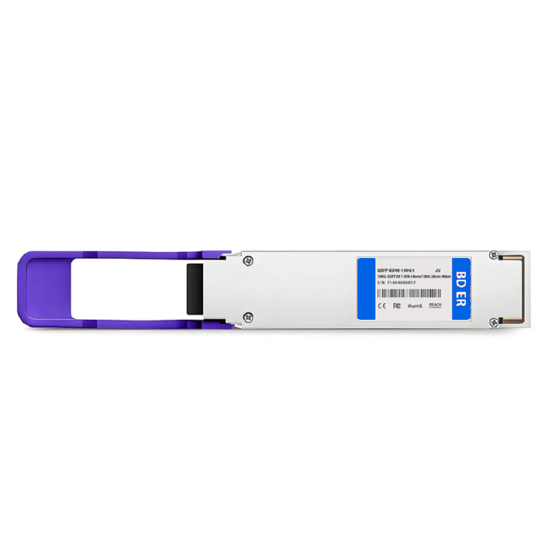 Refurb Squared Brocade Compatible 100GBASE-BX40-D QSFP28 BiDi 4 x 25G NRZ 1309.14nm-TX/1304.58nm-RX 40km DOM Simplex LC/APC SMF Optical Transceiver Module (Industrial)