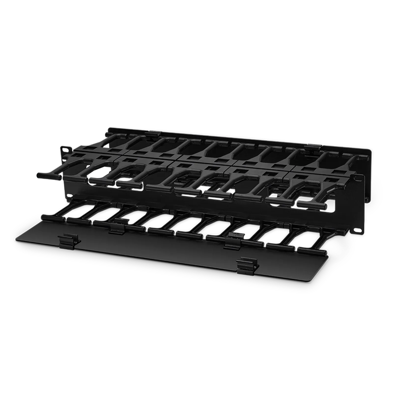 Refurb Squared Horizontal Dual Sided Steel Manager, 2RU, Finger Duct with Cover, 9.1 in. Depth