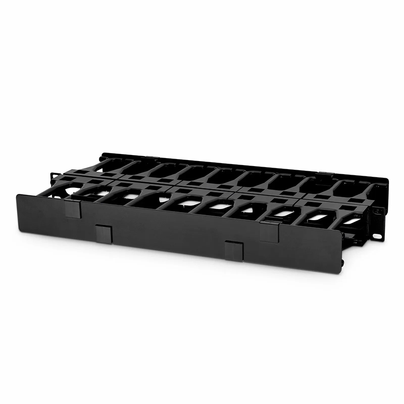 Refurb Squared Horizontal Dual Sided High Capacity Cable Manager, 1RU, Finger Duct with Cover, 9.07 in. Depth