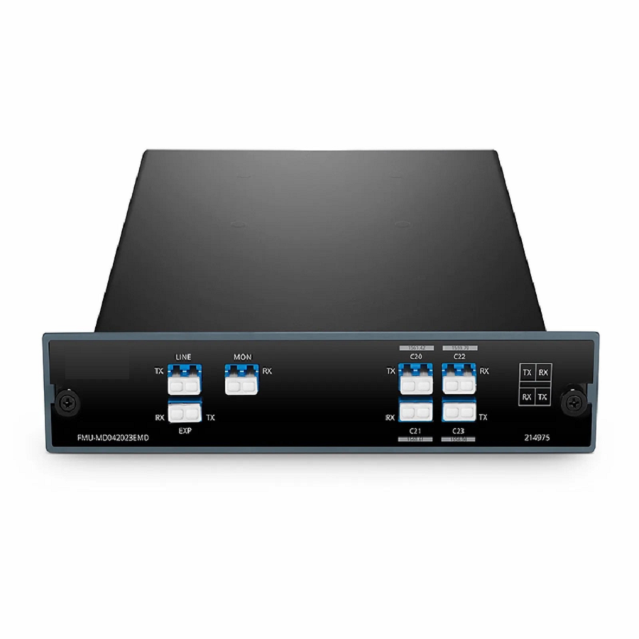 Refurb Squared 4 Channels DWDM Mux Demux, 100GHz C20-C23, with Monitor and Expansion Port, 1.6dB Typical IL, LC/UPC, Dual Fiber, FMU Plug-in Module