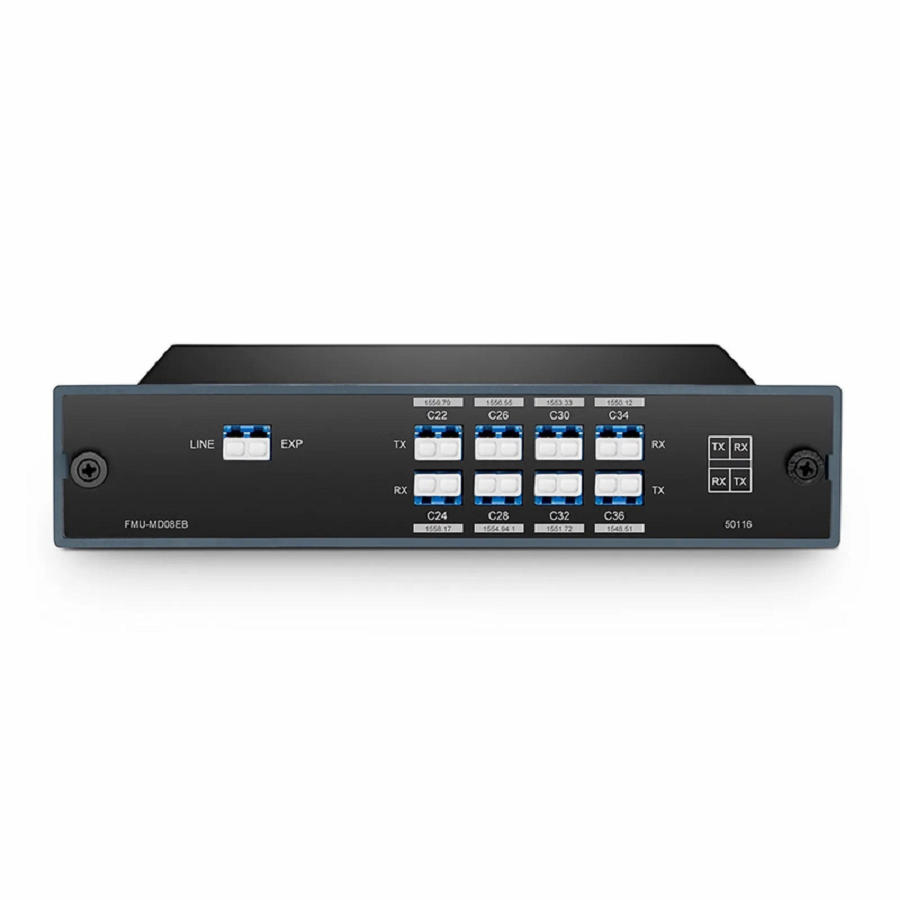 Refurb Squared 8 Channels DWDM Mux Demux, 100GHz C22-C36, with Expansion Port, 4.2dB Typical IL, LC/UPC, Single Fiber, Side-B, FMU Plug-in Module