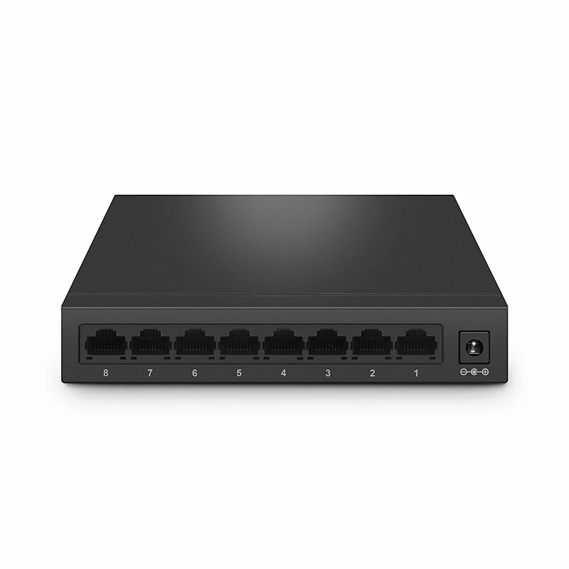 Refurb Squared S1900-8T, 8-Port Gigabit Ethernet L2 Unmanaged Switch, 8x 10/100/1000BASE-T RJ45, Metal, Fanless, Desktop/Wall-Mount