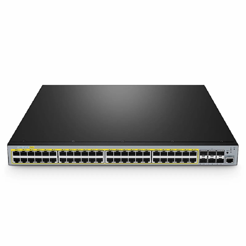 Refurb Squared S3400-48T6SP, 48-Port Gigabit Ethernet L2+ PoE+ Switch, 48 x PoE+ Ports @370W, with 6 x 10Gb SFP+ Uplinks, AC+DC Power Supplies, Support Stacking