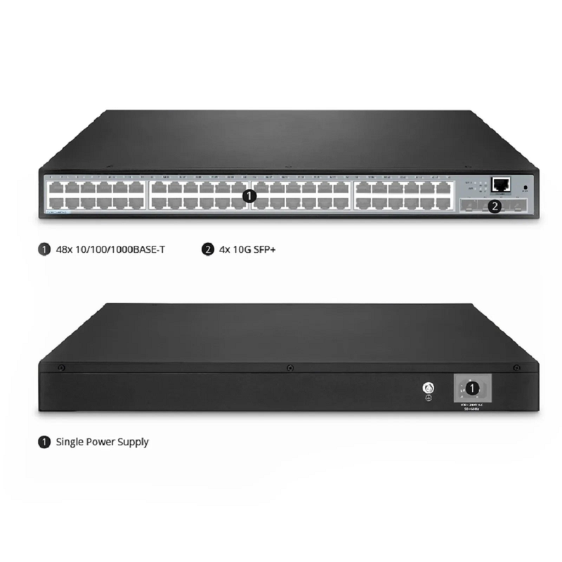 Refurb Squared S2805S-48T4S, 48-Port Gigabit Ethernet L3 Smart Managed Switch, 48 x Gigabit RJ45, with 4 x 10Gb SFP+ Uplinks, Realtek Chip
