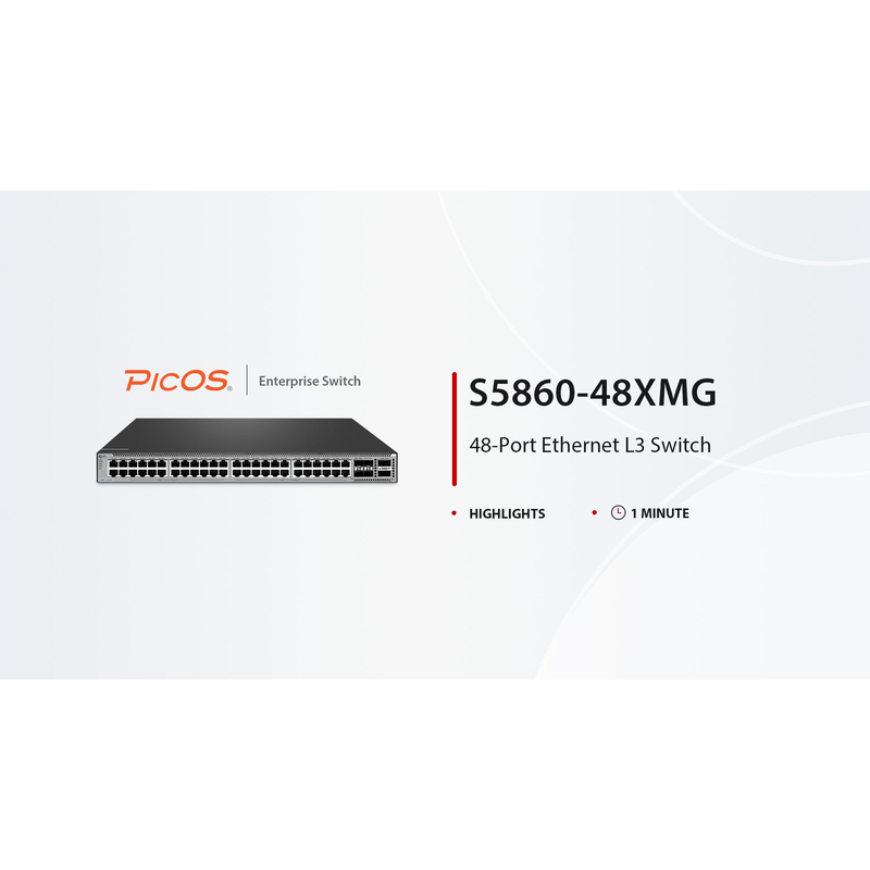 Refurb Squared S5860-48XMG, 48-Port Ethernet L3 Switch, 48 x 10GBASE-T/Multi-Gigabit Ports, 4 x 25Gb SFP28, with 2 x 40Gb QSFP+ Uplinks, PicOSA®, Support MLAG, Broadcom Chip