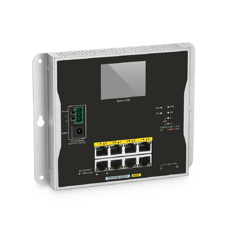 Refurb Squared IES4100W-8U2FD, 8-Port Gigabit Ethernet L2+ Managed Industrial PoE+ Switch, 8 x PoE+ Ports@240W, with 2 x 1/2.5Gb SFP, -20 to 70A°C Operating Temperature