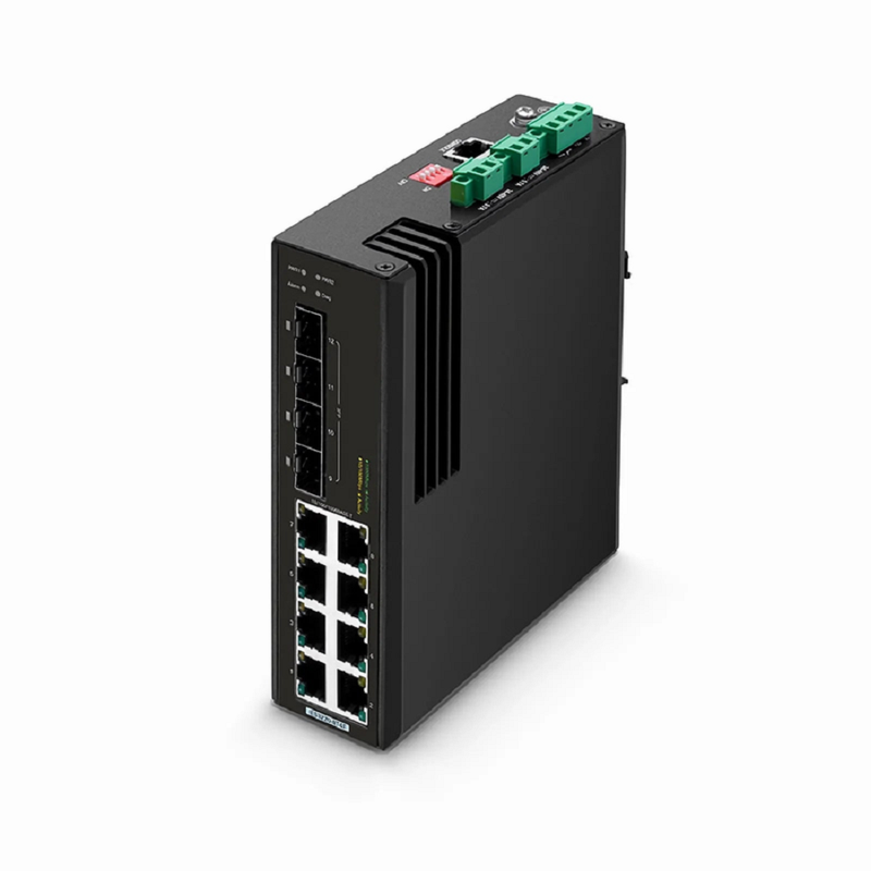 Refurb Squared IES3220-8T4F, 8-Port Gigabit Ethernet L2+ Managed Industrial Switch, 8 x 10/100/1000BASE-T, with 4 x 1Gb SFP, -40 to 75A°C Operating Temperature
