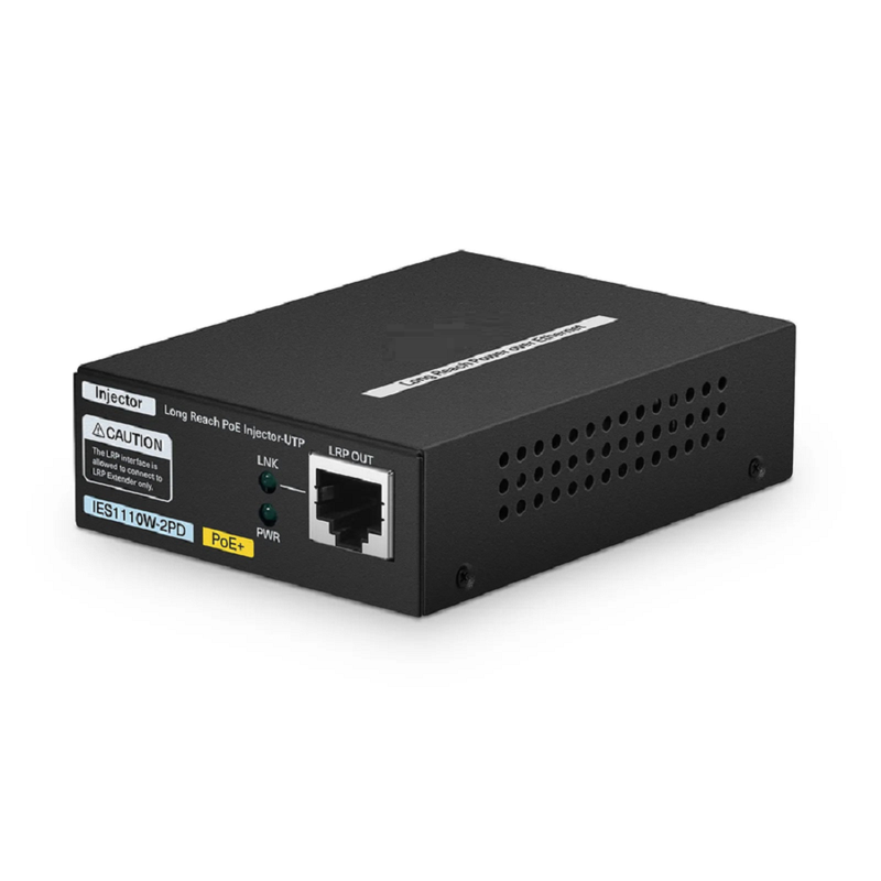 Refurb Squared IES1110W-2PD, 1-Port 10/100M Fast Ethernet Long Reach PoE over UTP Injector, 1 x PoE+ Input to 1 x 10/100BASE-T RJ45 Output, -20 to 70A°C Operating Temperature