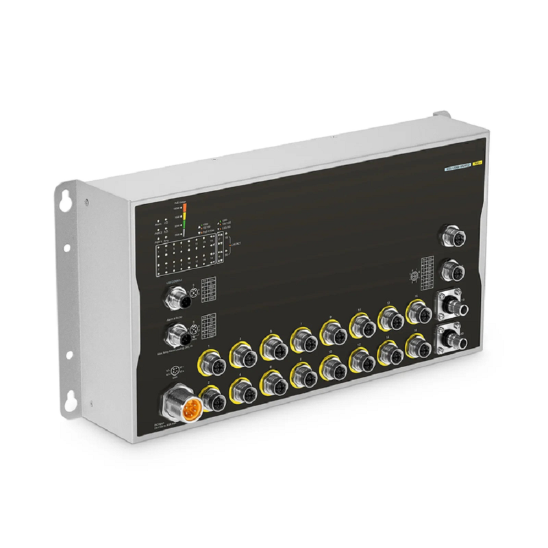 Refurb Squared IES5100W-8U8T4XD, 16-Port Gigabit Ethernet L3 Managed Industrial PoE+ Switch, 8 x PoE+ Ports@100W, 8 x 10/100/1000BASE-T M12, 2 x 10GBASE-T M12, with 2 x 10Gb Q-ODC, -40 to 70A°C Operating Temperature