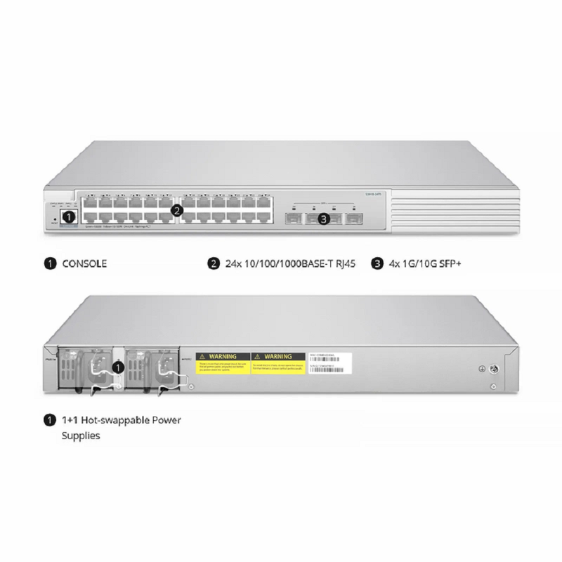 Refurb Squared S3910-24TS, 24-Port Gigabit Ethernet L2+ Switch, 24 x Gigabit RJ45, with 4 x 10Gb SFP+ Uplinks, Stackable Switch, Broadcom Chip