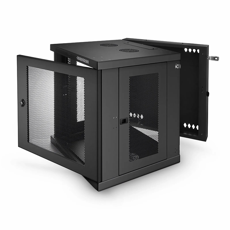Refurb Squared 12U GV600-Series 19" 4-Rails Wall Mount Cabinet with Vented Front Door, Hinged Back