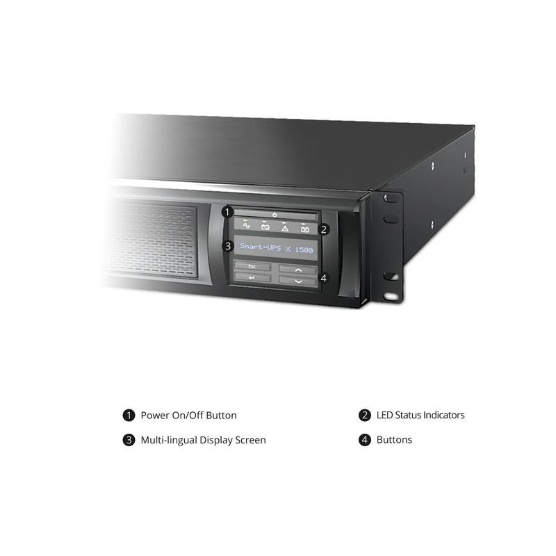 Refurb Squared APC Smart-UPS X, Line Interactive, 1500VA/1350W, 120V, 8 x NEMA 5-15R Outlets, SmartConnect & SmartSlot, 1 Replaceable Battery Module Included, Rack 2U/Tower Convertible