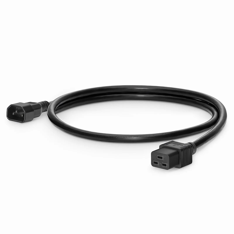 Refurb Squared 3ft (0.9m) IEC60320 C14 to IEC60320 C19 14AWG 250V/15A Power Cord, Black
