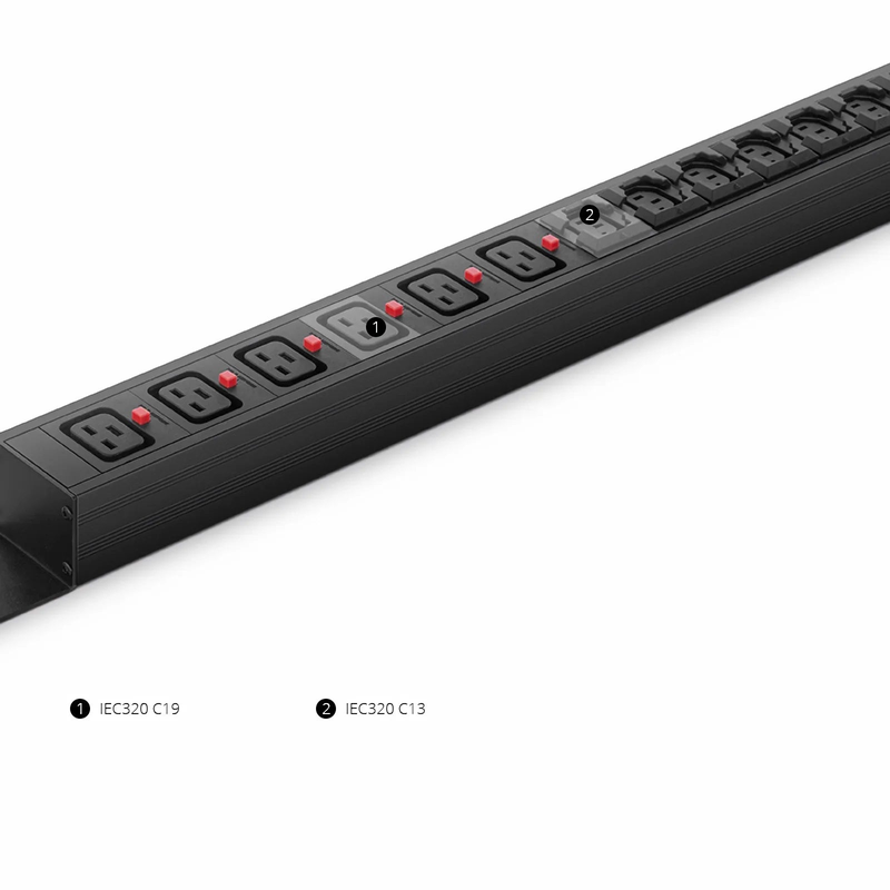 Refurb Squared 14.49kW Single-Phase 63A/230V Basic Rack PDU, 21 x C13 & 6 x C19 Outlets, IEC309 63A 2P + E Plug, 10ft Cord, 0U Vertical