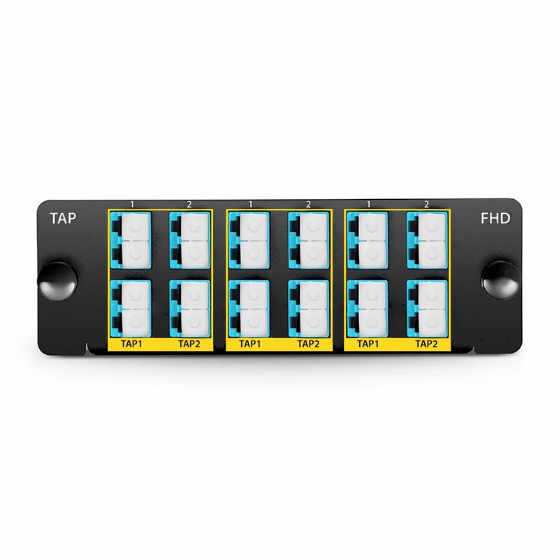 Refurb Squared FHDA BIDI LC TAP Cassette, OM4 Multimode, 6 x LC Duplex Live Ports, 6 x LC Duplex TAP Ports, 50/50 Split Ratio (Live/TAP), 40G