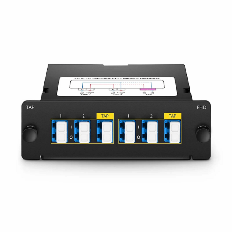 Refurb Squared FHDA Demux LC TAP Cassette, OS2 Single Mode, 2 x LC Duplex Live Ports, 4 x LC Duplex TAP Ports, 50/50 Split Ratio (Live/TAP), 1/10/40/100G