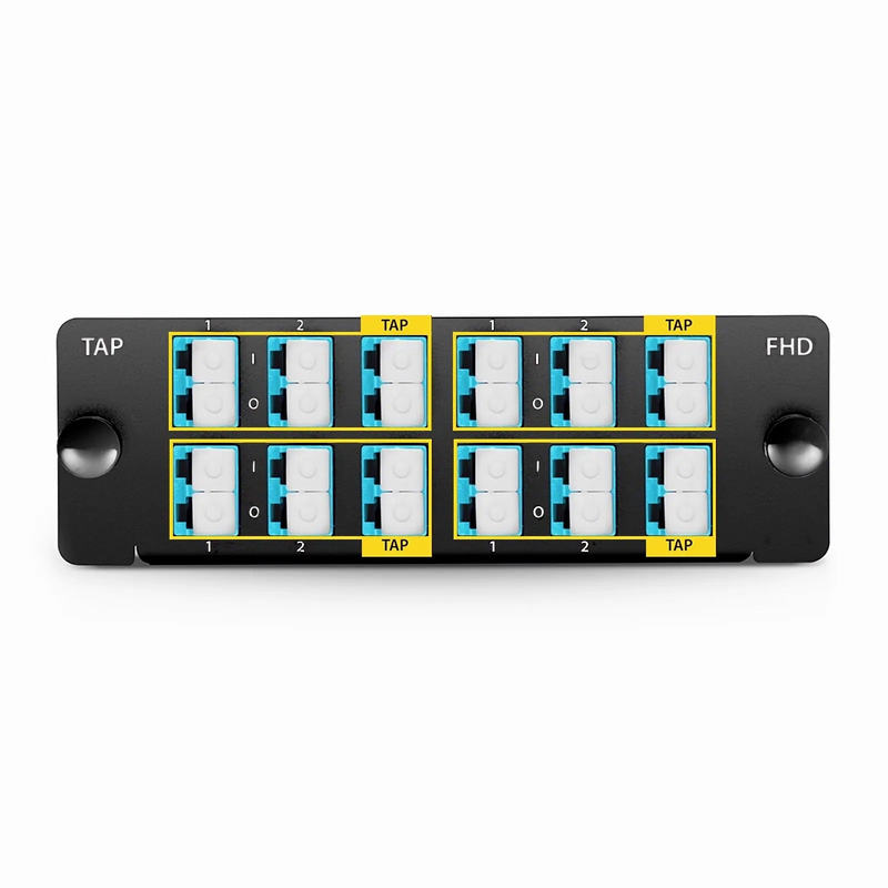 Refurb Squared FHDA LC TAP Cassette, OM4 Multimode, 8 x LC Duplex Live Ports, 4 x LC Duplex TAP Ports, 50/50 Split Ratio (Live/TAP), 1/10/40/100G