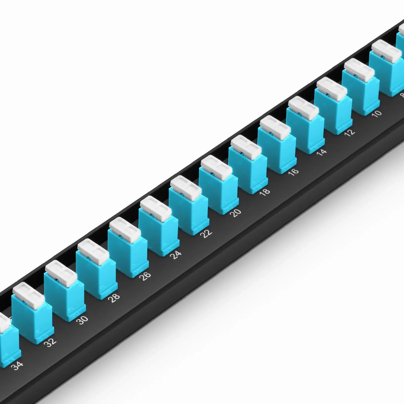 Refurb Squared FHUA 1U 19'' Fiber Adapter Panel, 48 Fibers OM4 Multimode, 24 x LC UPC Duplex (Aqua) Adapter, Ceramic Sleeve