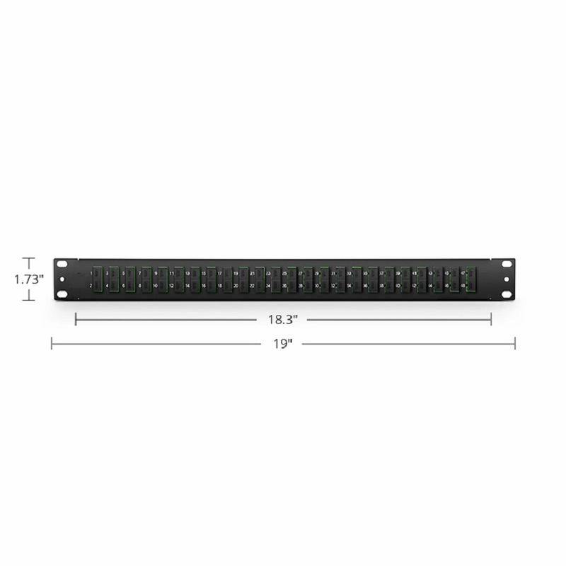 Refurb Squared FHUA 1U 19'' Fiber Adapter Panel, 48 Fibers OS2 Single Mode, 24 x SC UPC Duplex (Blue) Adapter, Ceramic Sleeve