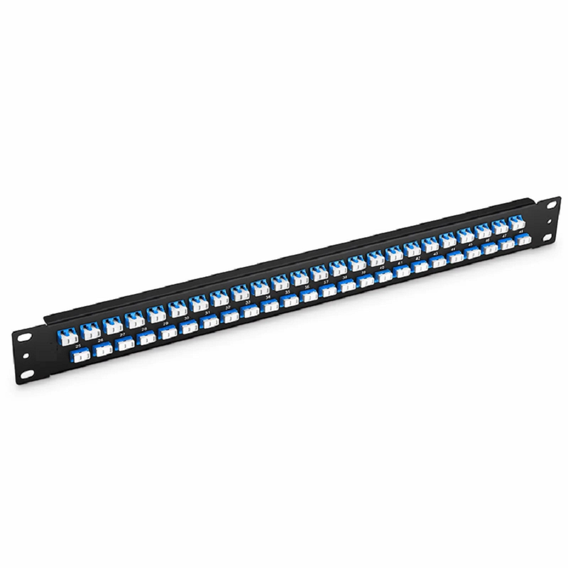 Refurb Squared FHUA 1U 19'' Fiber Adapter Panel, 96 Fibers OS2 Single Mode, 48 x LC UPC Duplex (Blue) Adapter, Ceramic Sleeve