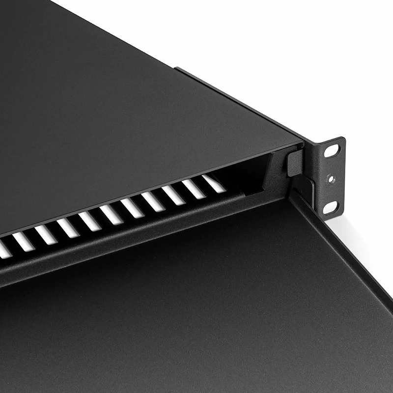 Refurb Squared FHDA High Density 1U Rack Mount Enclosure Unloaded, Sliding and Tilt-down Drawer, Holds up to 4 x FHDA Cassettes, Panels, or Splice Trays, 144 Fibers (LC)