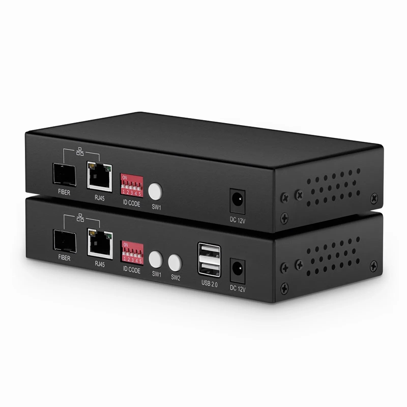 Refurb Squared 4K HDMI USB2.0 KVM Extender Set with Audio and HDCP over Single Mode Fiber for 10km, Multimode Fiber for 300m, and Cat5e/6/6a/7 Cable for 150m, 3840x 2160@30Hz