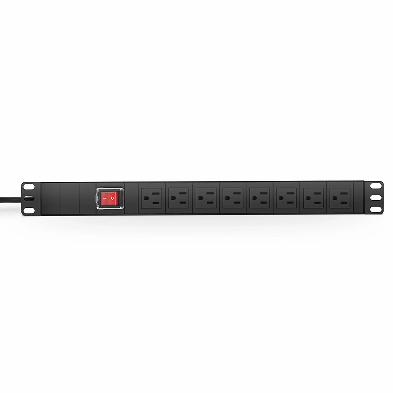 Refurb Squared 1.88kW Single-Phase 15A/125V Basic Rack PDU, 8 x NEMA 5-15R Outlets, NEMA 5-15P Plug, 6.6ft Cord, 1U Rack-Mount