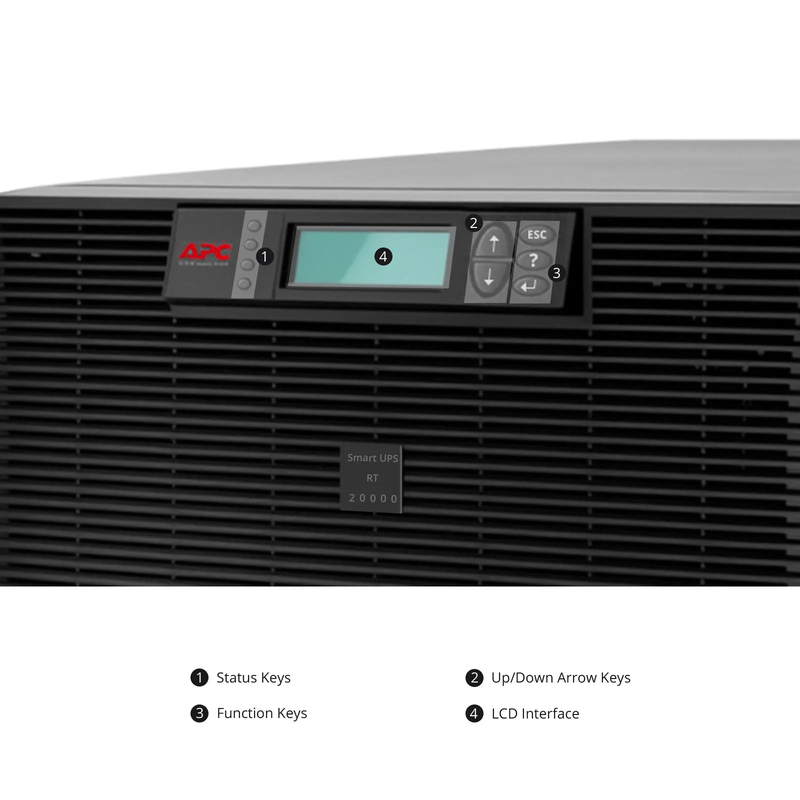 Refurb Squared APC Smart-UPS RT, 20kVA/16kW, 208V, 4 x L6-20R & 2 x L6-30R NEMA Outlets, LCD & SmartSlot, 4 Replaceable Battery Modules Included, Rack 12U