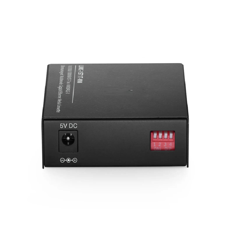 Refurb Squared Unmanaged 1x 10/100/1000Base-T RJ45 to 1x 1000Base-X Multimode ST 850nm 220/550m Gigabit Ethernet Media Converter, American Plug Standard