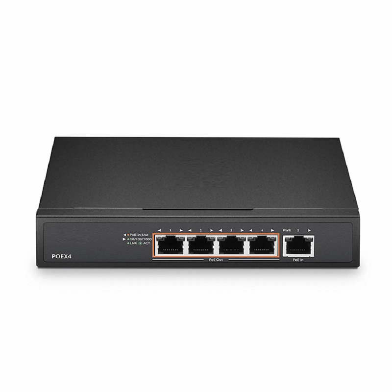 Refurb Squared 5 Ports 10/100/1000M Gigabit PoE+ Extender, 1 in 4 out, Desktop/Wall mountable, IEEE 802.3at/802.3af, 0 to 50A°C
