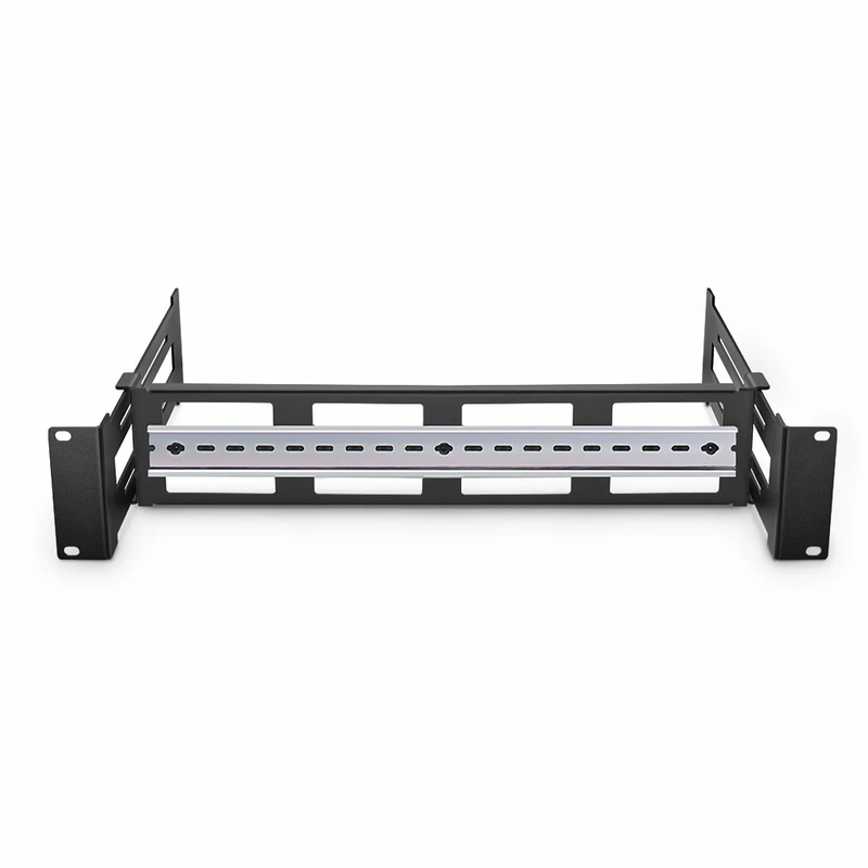 Refurb Squared Adjustable DIN Rail Bracket for EIA 19" Mount, 2U, Black