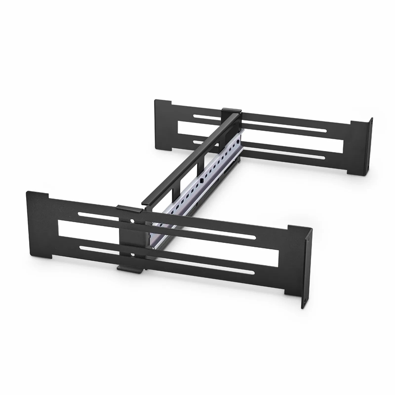 Refurb Squared Adjustable DIN Rail Bracket for EIA 19" Mount, 2U, Black