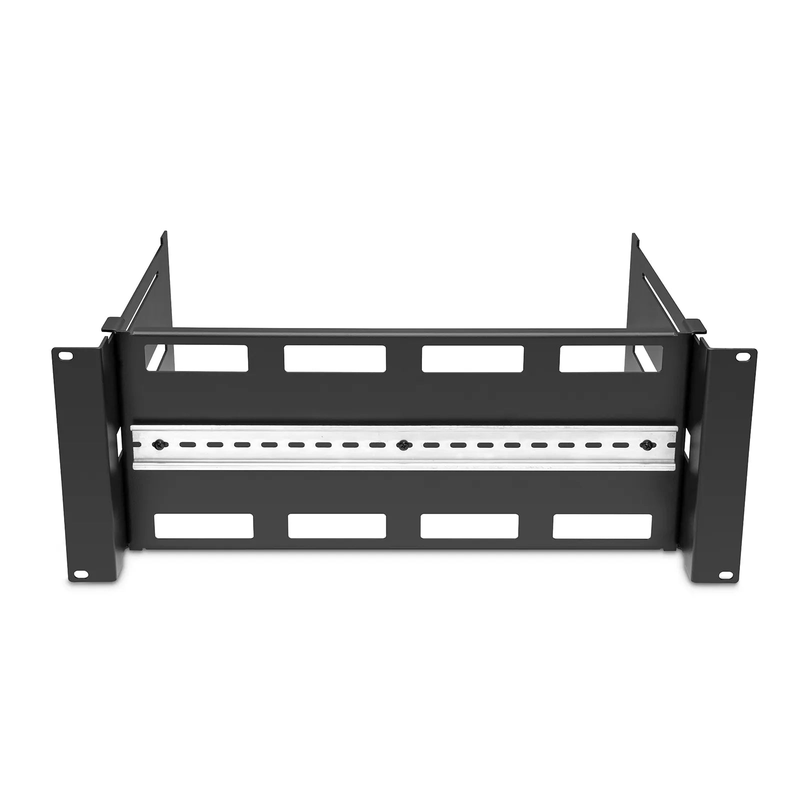 Refurb Squared Adjustable DIN Rail Bracket for EIA 19" Mount, 4U, Black