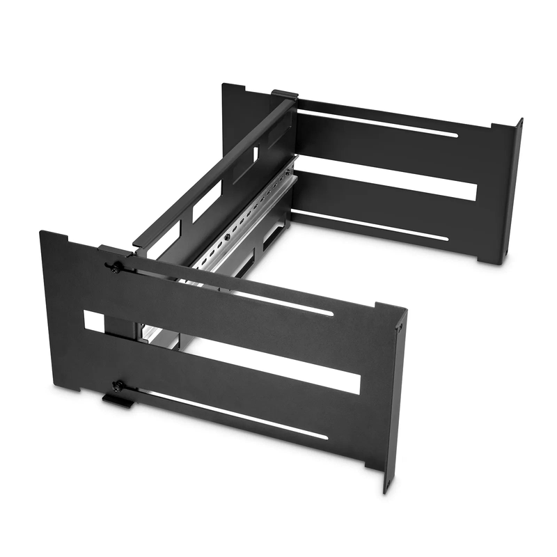 Refurb Squared Adjustable DIN Rail Bracket for EIA 19" Mount, 4U, Black