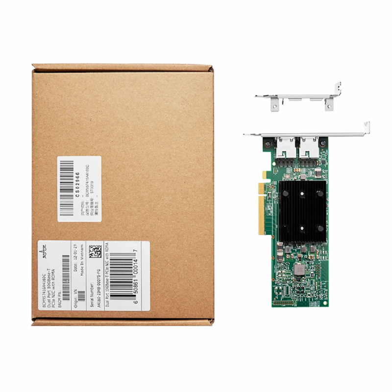 Refurb Squared BroadcomA® BCM957416A4160C Ethernet Network Interface Card, P210TP 10GbE Dual-port RJ45, PCIe 3.0 x8, Standard & Low Profile
