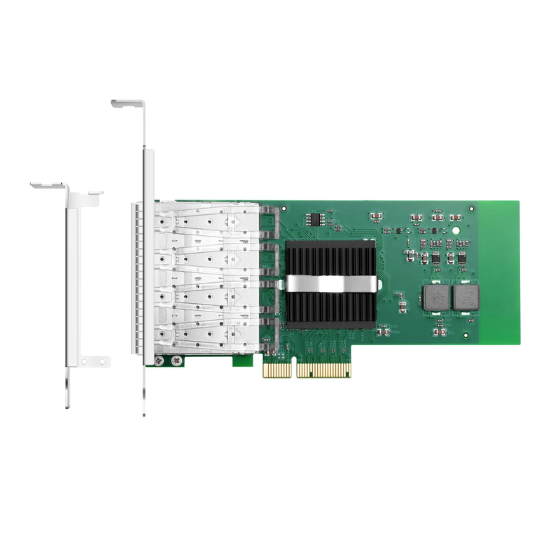 Refurb Squared Intel I350-AM4 Based Ethernet Network Interface Card, 1G Quad-Port SFP, PCIe 2.0 x4, Comparable to Intel I350-F4, Tall&Short Bracket