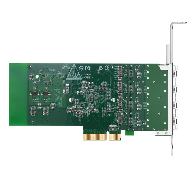 Refurb Squared Intel I350-AM4 Based Ethernet Network Interface Card, 1G Quad-Port SFP, PCIe 2.0 x4, Comparable to Intel I350-F4, Tall&Short Bracket