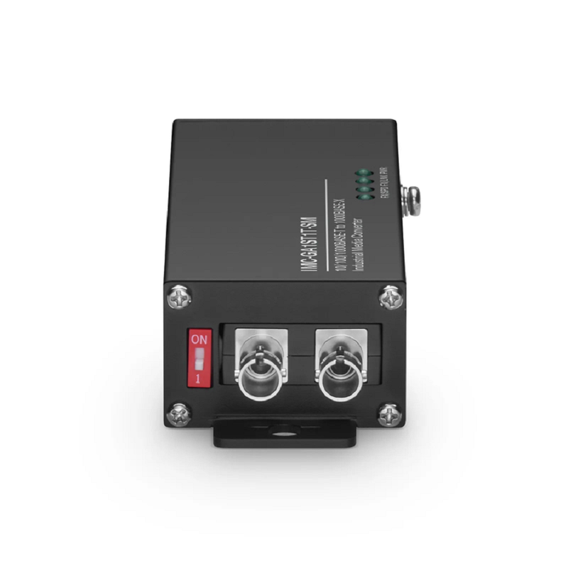 Refurb Squared Mini Industrial Unmanaged 1x 10/100/1000Base-T RJ45 to 1x 1000Base-X Single Mode ST 1310nm 20km Gigabit Ethernet Media Converter, American Plug Standard