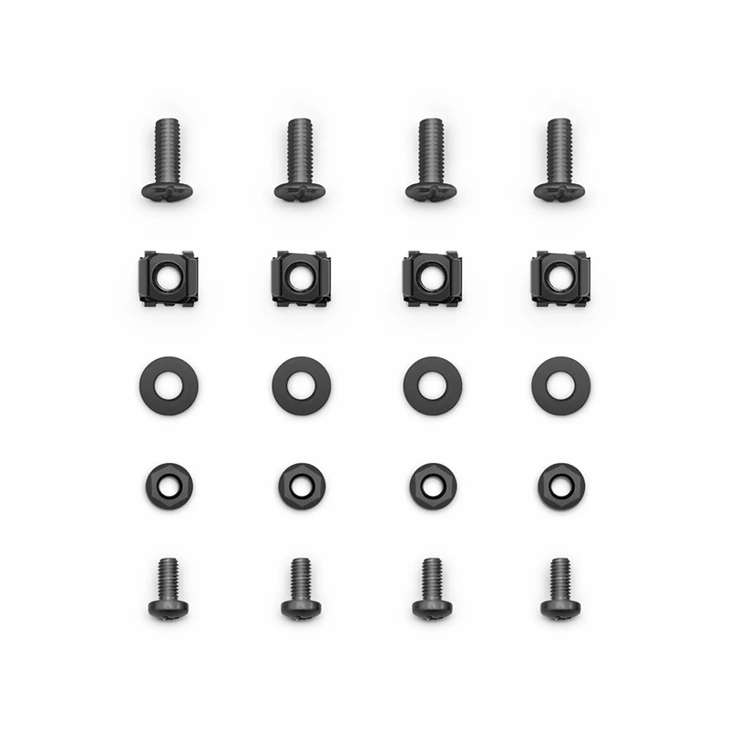 Refurb Squared Adjustable DIN Rail Bracket for EIA 19" Mount, 2U, Black