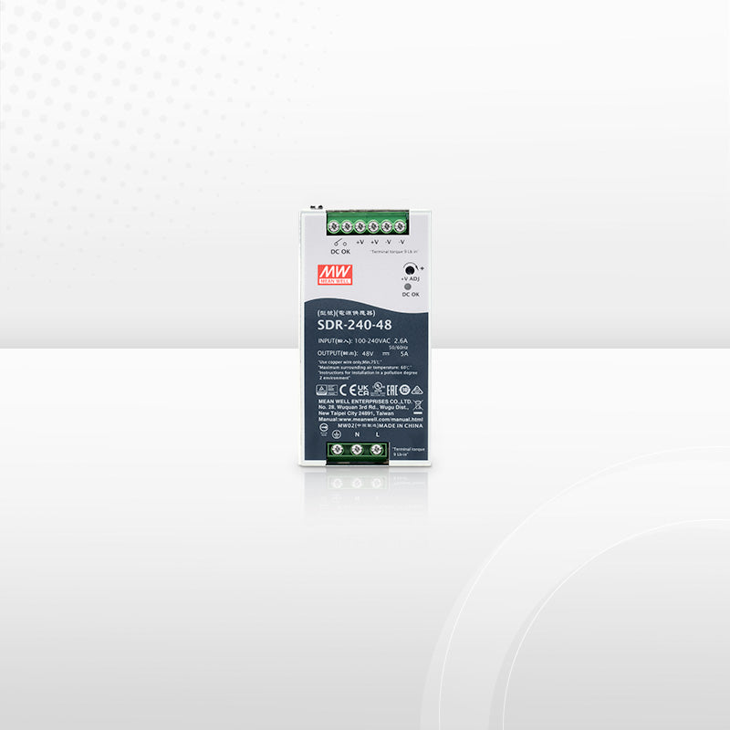 Refurb Squared 240W 48VDC Slim DIN Rail High-Performance Industrial Power Supply with PFC Function