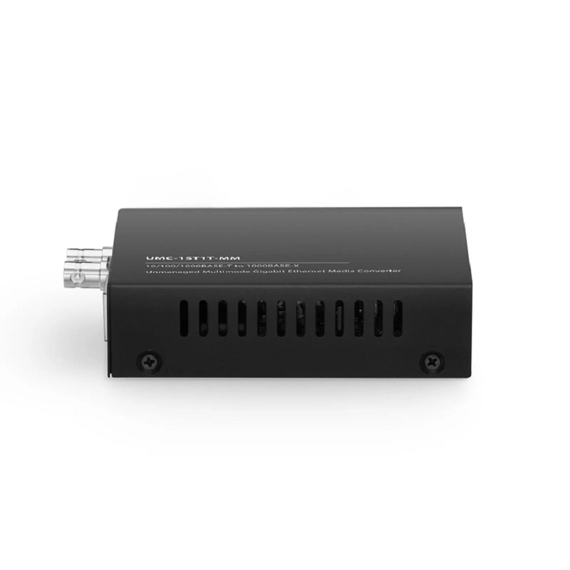 Refurb Squared Unmanaged 1x 10/100/1000Base-T RJ45 to 1x 1000Base-X Single Mode ST 1310nm 20km Gigabit Ethernet Media Converter, American Plug Standard