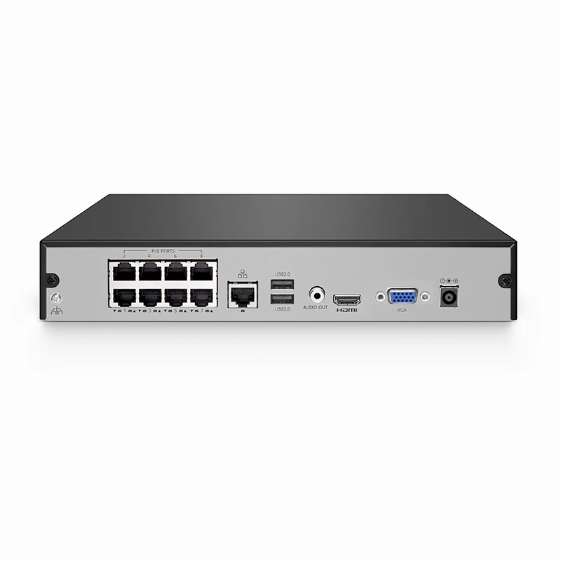 Refurb Squared NVR101-8C-8P, 8-Channel 8-Port PoE Network Video Recorder, Record 8CH 4K@30fps, Live View/Playback 1CH 4K@30fps, Supports up to 1x8TB Hard Drive (Not Included)