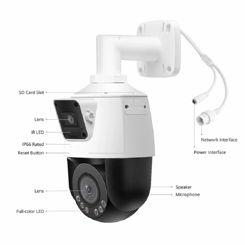 Refurb Squared IPC204-2M-PD, 2X 2MP Dual-lens PTZ Network Camera With Two-way Audio, IP66 Weatherproof, Smart Intrusion Protection